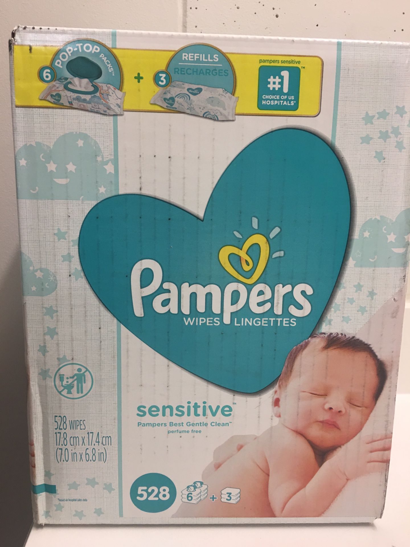 Pampers sensitive wipes, 528 count