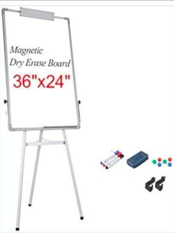 Dry Erase Easel Tripod Magnetic Whiteboard, 24" x 36"Dry Erase Flipchart Board, Height Adjustable Stand,…

New in box