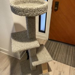 Cat Tree - Two Shelves w/ Slant Scratcher & Top Basket