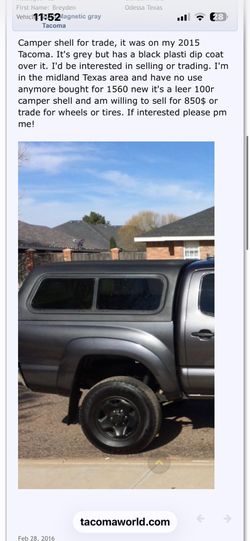 2009-2015 Toyota Tacoma camper shell