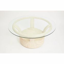 1980s Betty Cobonpue Split Reed Rattan Coffee Table