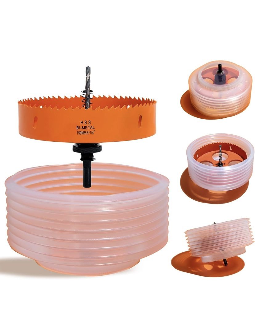 6-1/4 Hole Saw for Recessed Lights, 6.25 Inch Hole Cutter with Dust Bowl Catcher for Led Recessed Lighting 6 Inch and Wood Metal Drywall, Bi-Metal Con