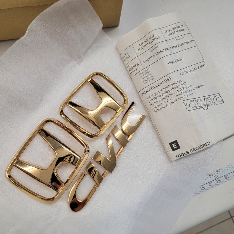 Honda Gold Emblem Set For Honda Civic