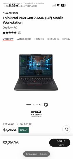 ThinkPad P14s Gen 7 AMD (14”) Mobile Workstation