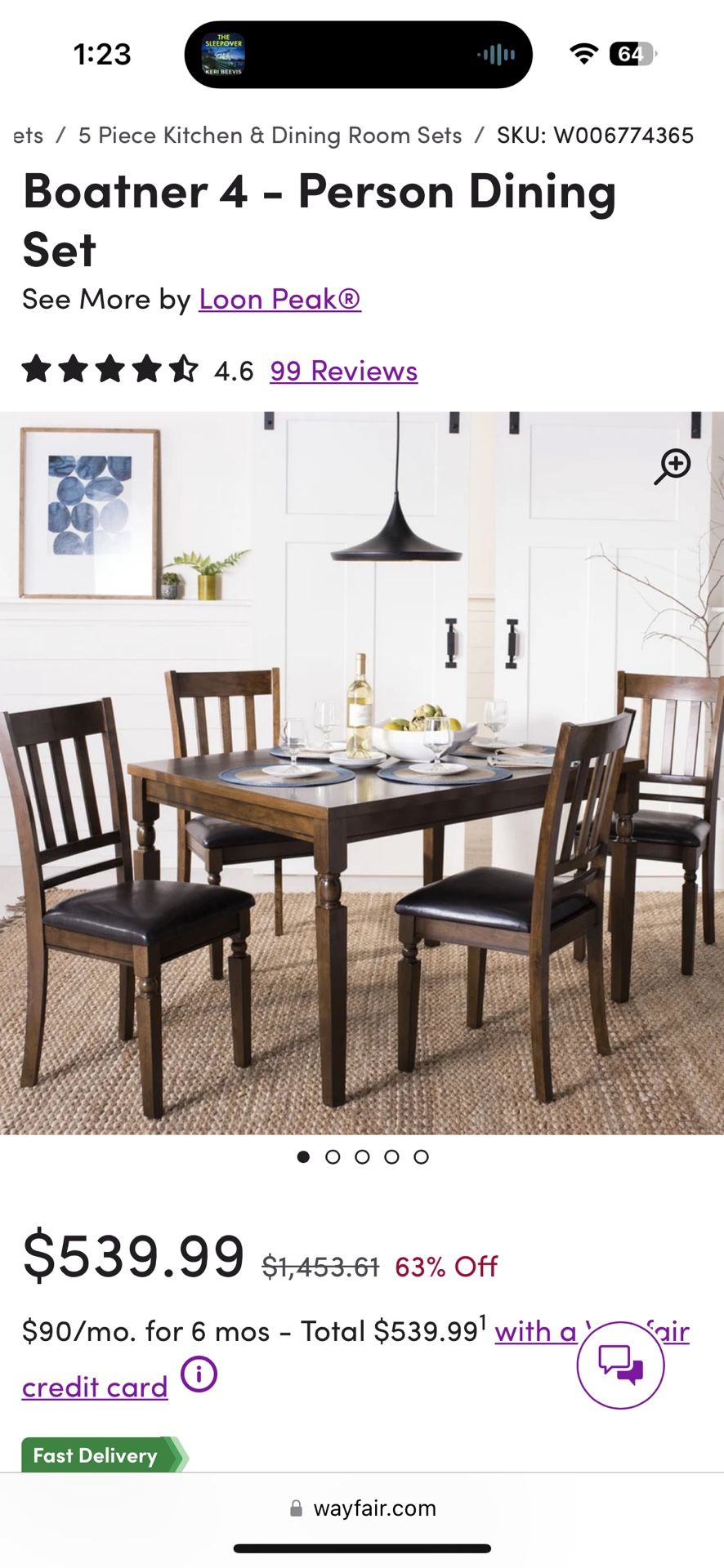 Wooden Dining Room Table With 4 Chairs 