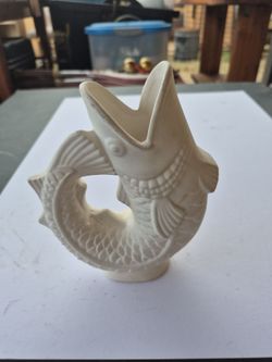 White Ceramic Fish Vase Figurine