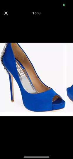 BADGLEY MISCHKA KIARA CRYSTAL BACK OPEN TOE PUMP SIZE 5