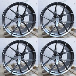 New 19 Inch BBS FI-R Style Wheels Dark Silver Staggered Set 19x8.5 +35 / 19x9.5 +35 5x120