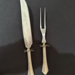 Antique Sterling Silver Roast Carving Set 