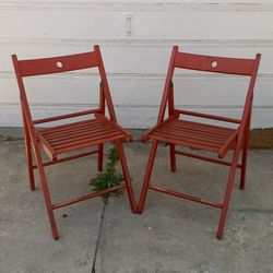 2 Two IKEA Wooden Folding Chairs