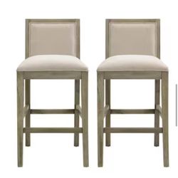CHRISTOPHER KNIGHT HOME Kyrren 30.5 in. Modern Upholstered and Wood Counter Stools with Cushioned Se