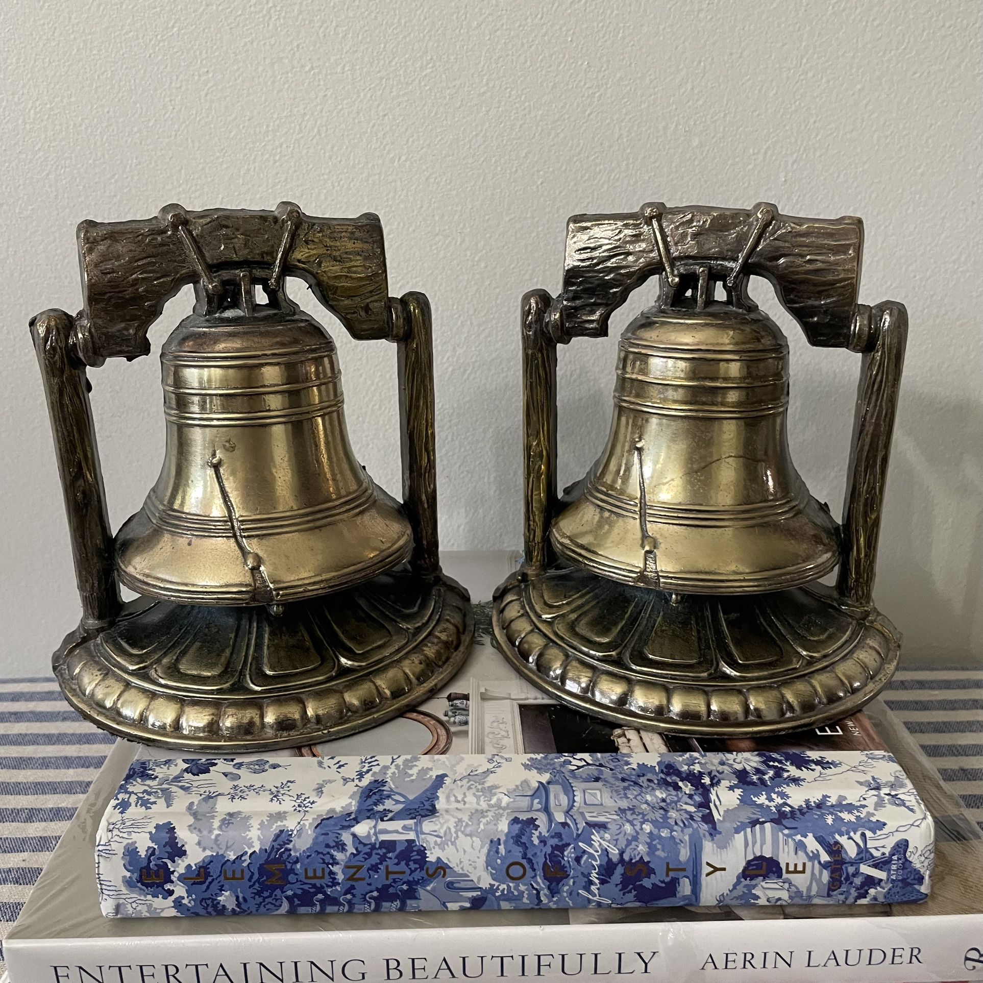 1974 SCC Cast Antique Brass Liberty Bell Bookends (Made in the U.S.A.) – Pair