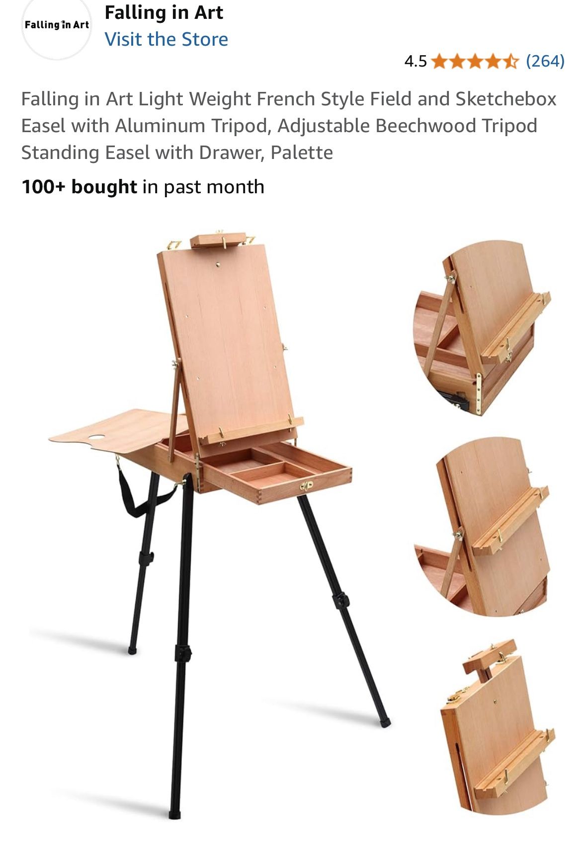 French Style Field and Sketchebox Easel with Aluminum Tripod