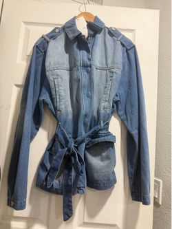 Tie waist denim jacket