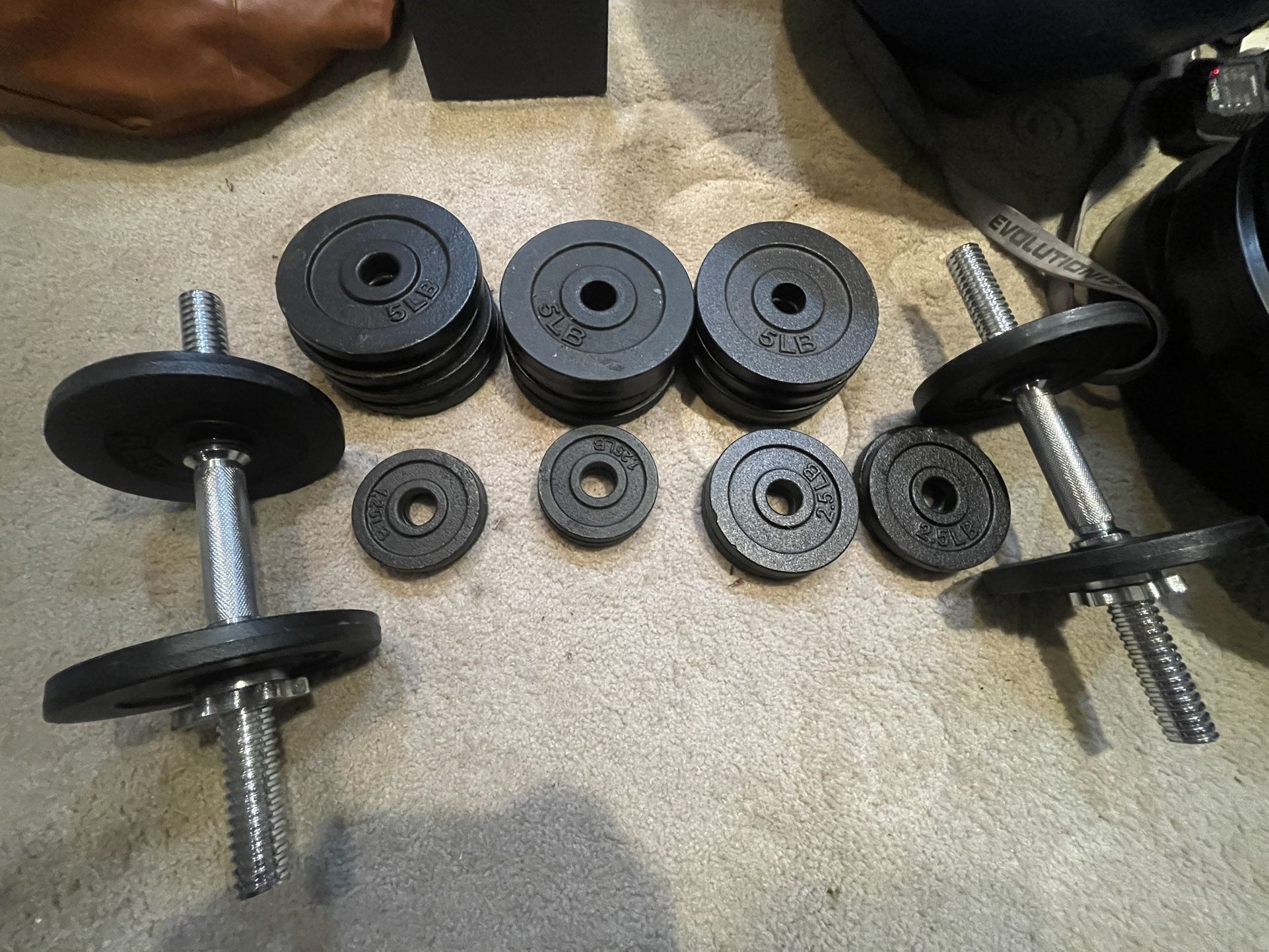 Adjustable Weight Cast Iron Dumbbells Set 105lbs