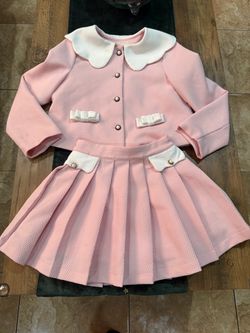 Girls Pink Two-Piece Jacket and Skirt Set