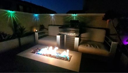 Cement Fire-pit with two button tanks and hose