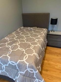 Twin Bed Set includes Night Stand Frame Mattress & More!! Brown