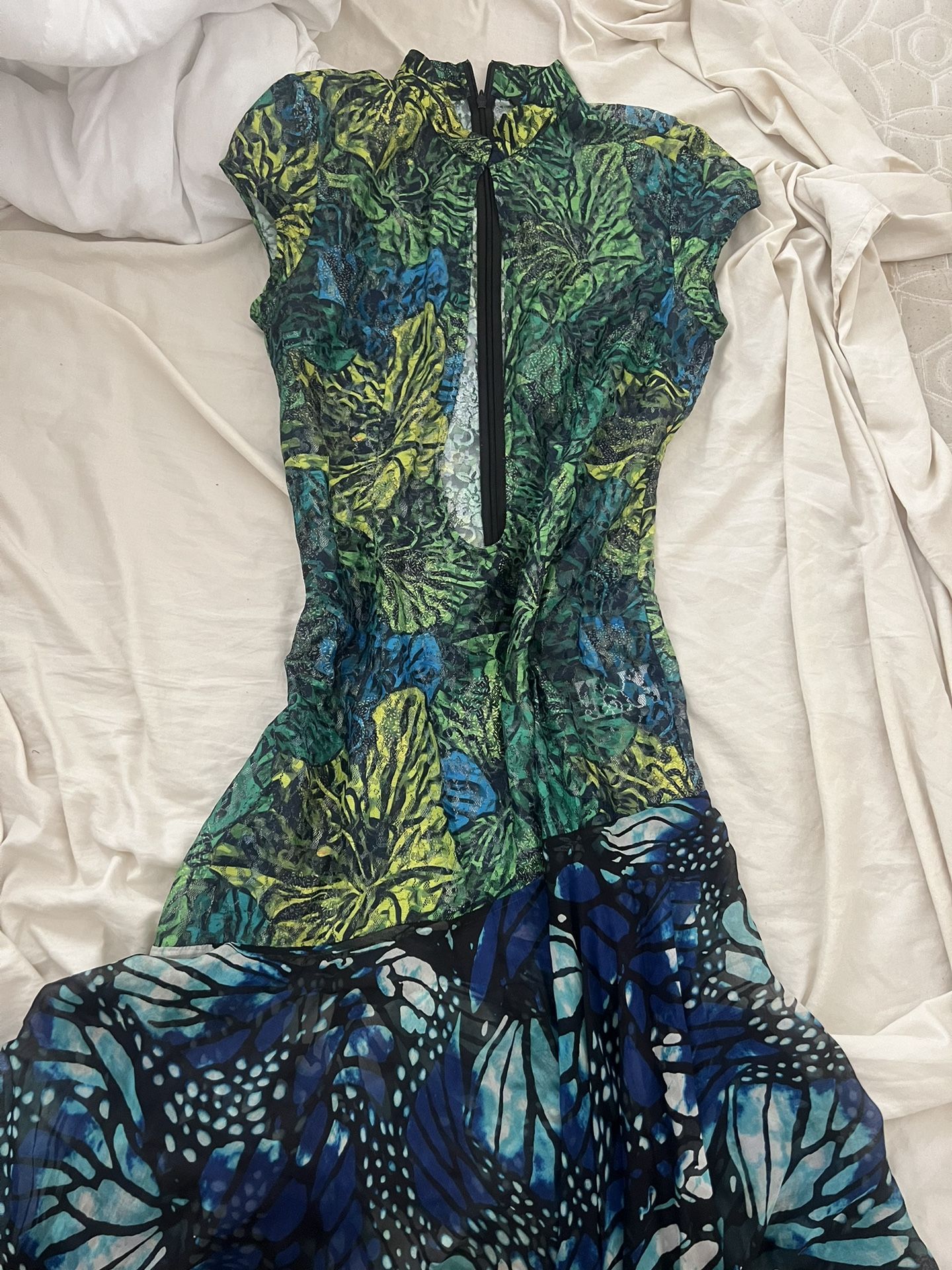 LACE QI PAO DEEP V NECK DRESS kim Shui butterfly dress - www.ice4pros.com.br