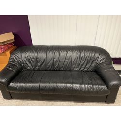Two Black Leather Sofa 