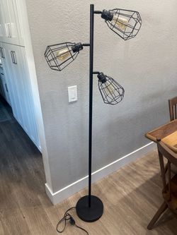 65 inch tall, adjustable cage floor lamp