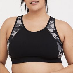 TORRID Black Grey Camo Plus Size Stretch Active Workout Racerback Sports Bra