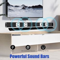 Sound Bar, Soundbar for TV 60W Powerful HD HiFi Stereo Sound Soundbars Bluetooh 5.0 Wireless Control with ARC AUX Opt 
