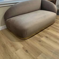 Modern Velvet Sofa Gold Base