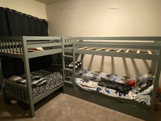 Gray Wood Twin Bunk Bed Set