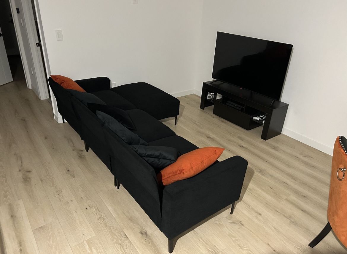 Black Velvet/Fabric Sofa