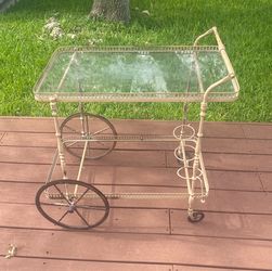 MidCentury Metal Trolley Style Bar Cart