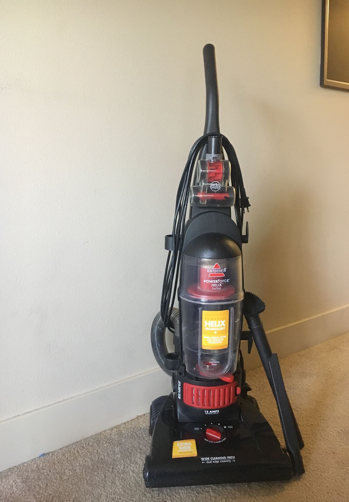 Bissell PowerForce Turbo Helix Bagless Upright Vacuum, Black/Red, 68C7