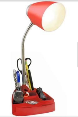 Limelights LD1002-RED Gooseneck Organizer iPad Stand or Book Holder Desk Lamp, Red