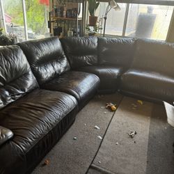 Large Leather Reclining Sectional