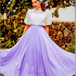 Revelry Prom Lola Skirt Size 8 Petite Maxi💜Evening Wedding Chiffon New with Tag