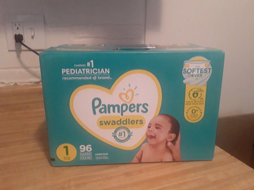 Unopened Still In The Box Size 1 Baby Diapers 96 Diapers Are In The Pack