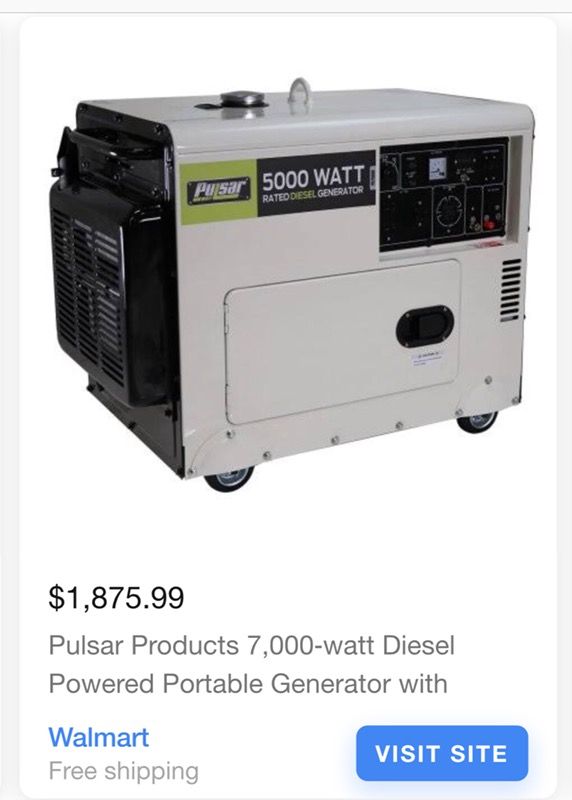 Brand New in Box- Pulsar 7,000W Peak/5,000W Rated Diesel-Powered Portable Generator