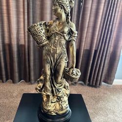 3 Foot Tall Lady With Basket Statue