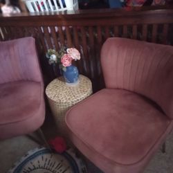  Set Of  Soft Pink Chairs And Table