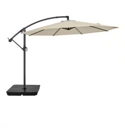 10 ft. Steel Cantilever Market Patio Umbrella in Putty