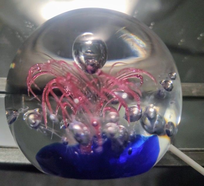 Clear Round Bubble Art Glass Paperweight Sphere Ball Flower/Octopus/Jellyfish