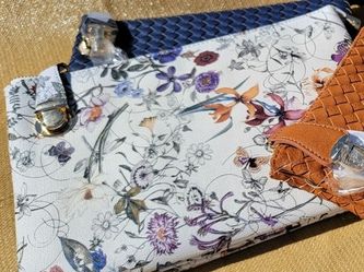 Spring Flower Style Faux Leather/Vegan Large Clutch/Crossbody