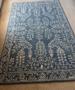 World Market Blue Floral Area Rug 6ft x 9ft