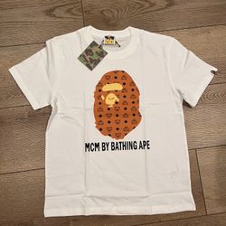 Mcm X Bape White Tee Shirt (sizes S-L)