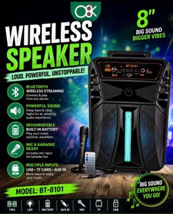 WIRELESS SPEAKER 8” inch