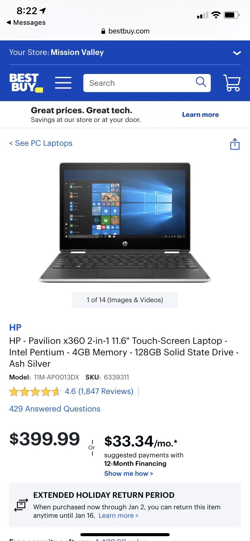 HP Pavilion X360 2-in-1 11in