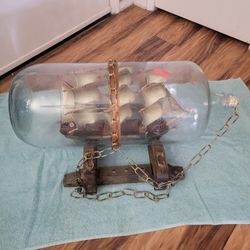 Vintage Dutch Ship In A Bottle 1980s Nautical Home Decor
