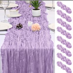 8 Pack Lavender Cheesecloth Table Runner 17x108 Inch Boho Gauze Cheese Cloth Table Runners For Wedding Party Baby Bridal Shower Home Decor