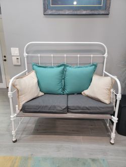 Custom Old Iron Bed Fashioned Into A Bench