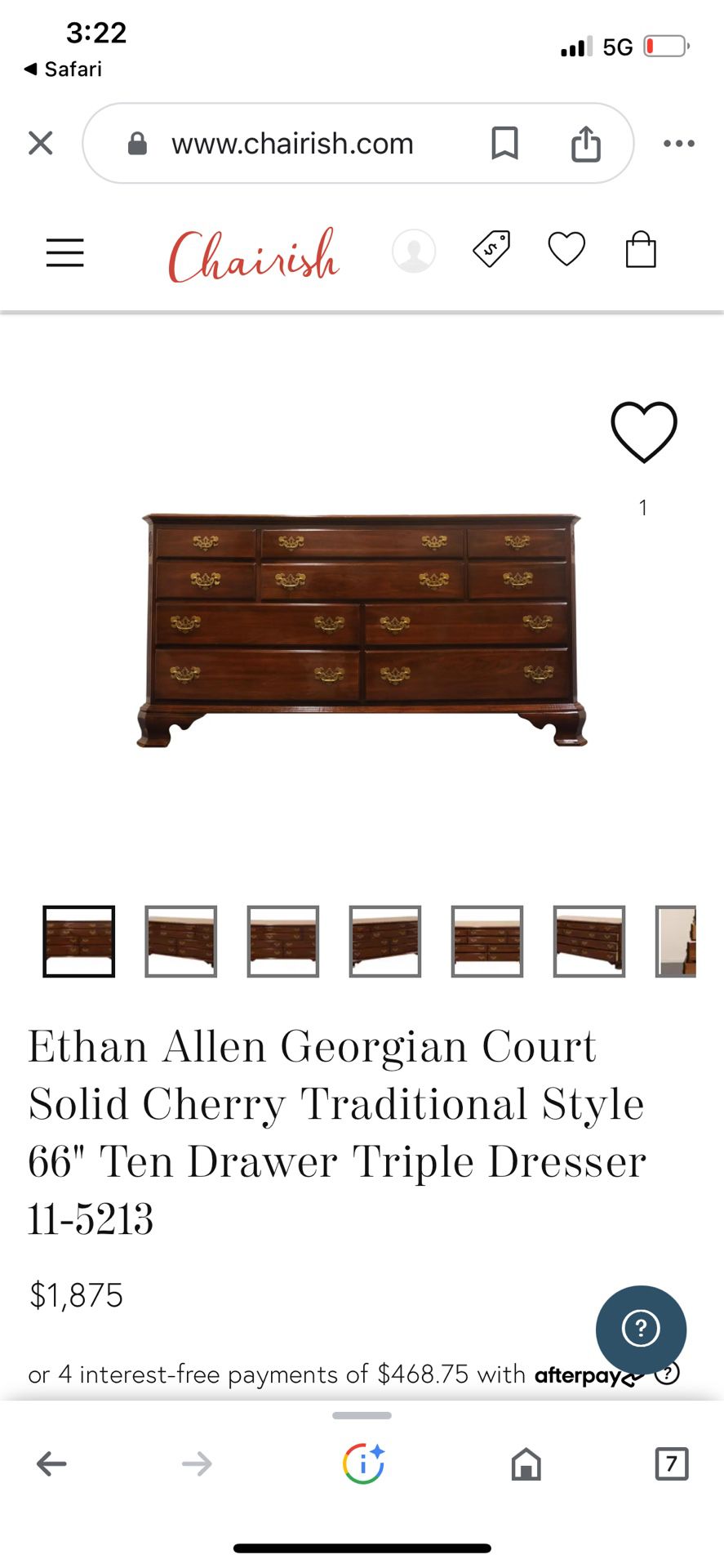 Cherry Wood Vintage Dresser